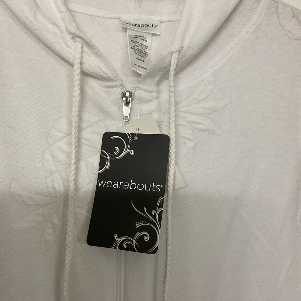 Sleeveless White Hooded Zip Swim Cover-Up - Picture 5 of 9